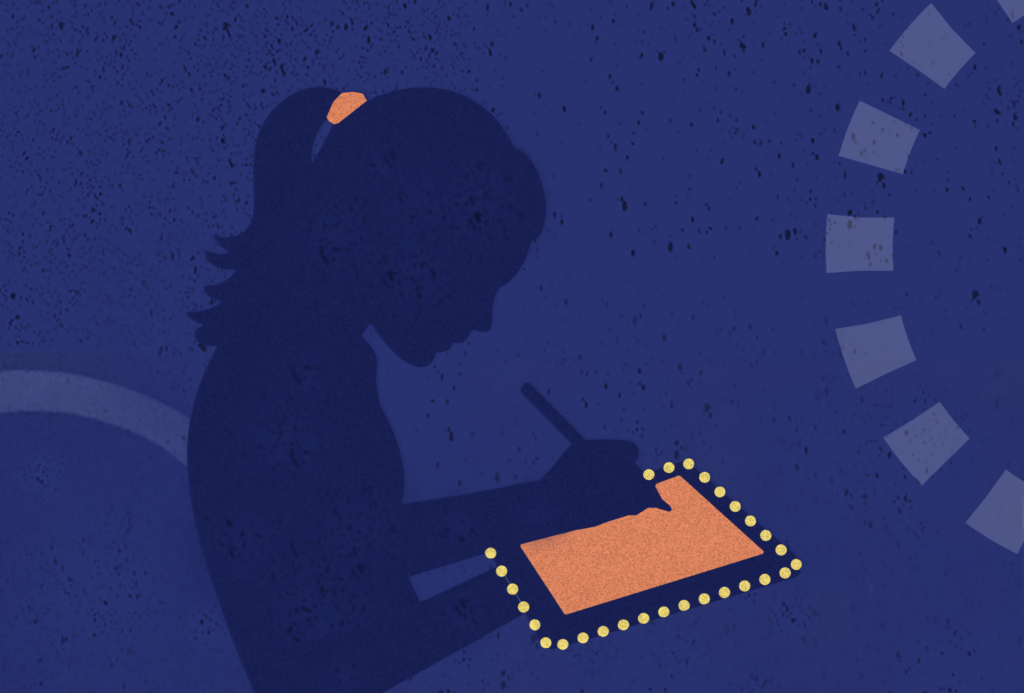 Thumbnail image of girl writing to represent the topic 'Safeguarding children not in school'